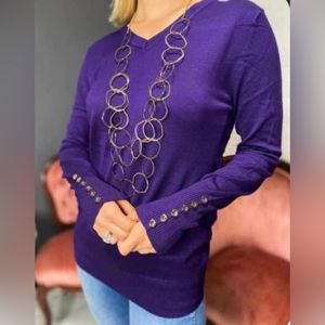 Women’s Purple Long Sleeve Top with Gold Accent ~ NWT